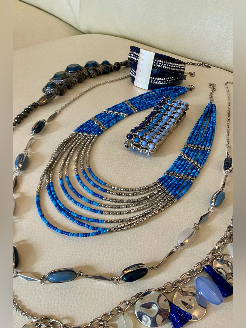Career Collection Blue Silver Tone 6-Piece Necklace & Bracelet Lot